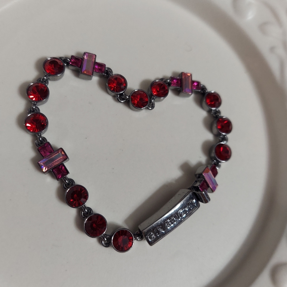 Givenchy/Swarovski Ruby Red Faceted Crystal Brace… - image 2